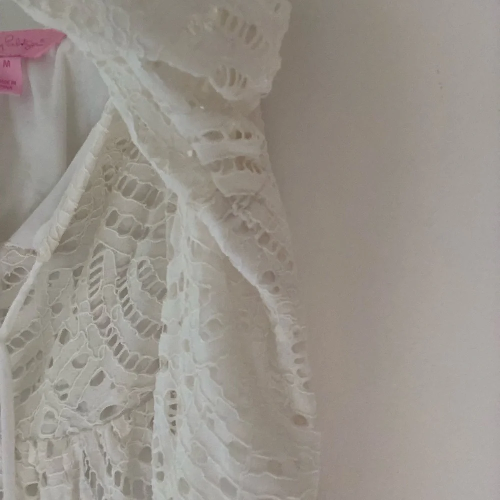 Lilly Pulitzer Alanna Dress in Marine Tropic Lace Resort White Size Medium - Picture 9 of 16